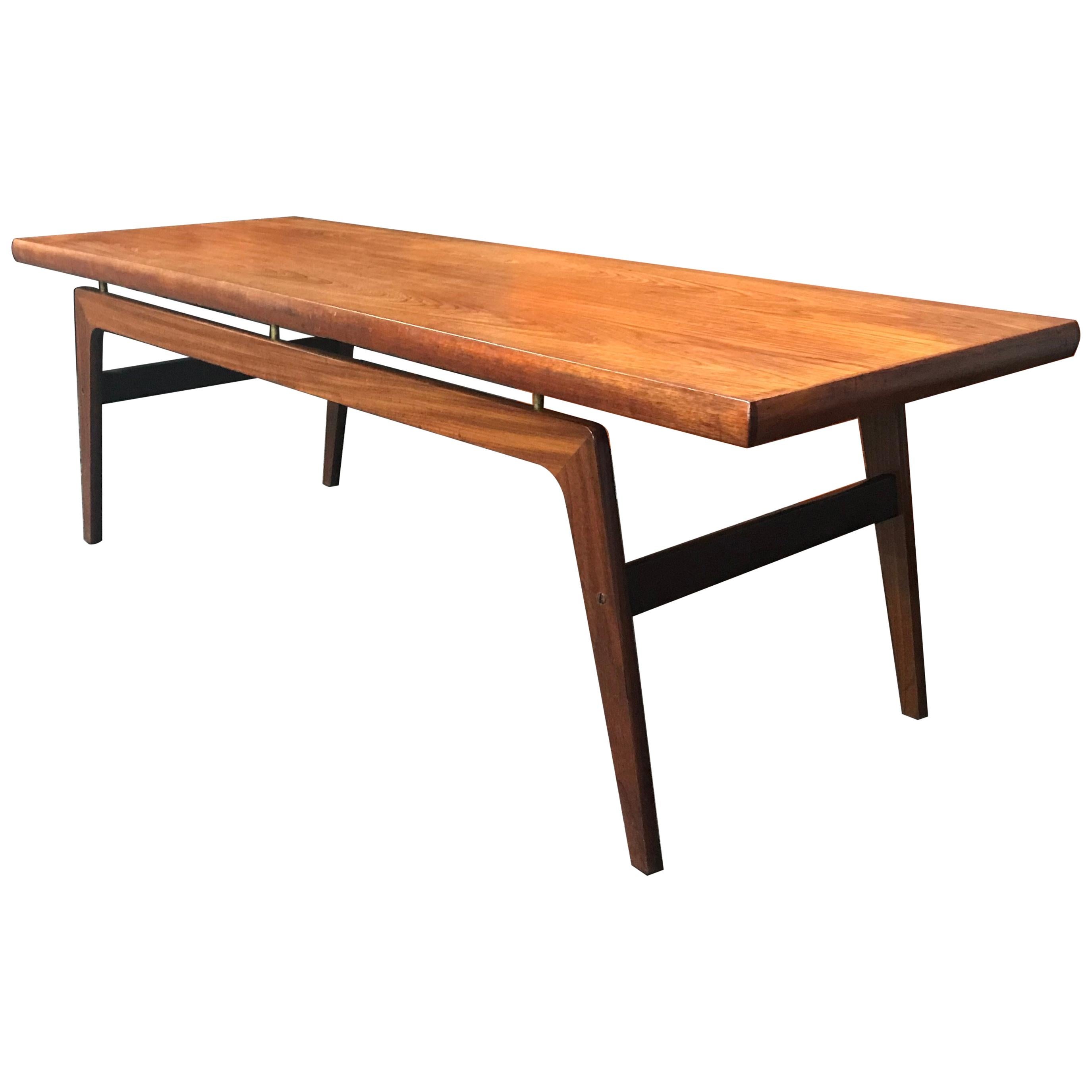 Danish Midcentury Teak 'Surfboard' Style Coffee Table For Sale