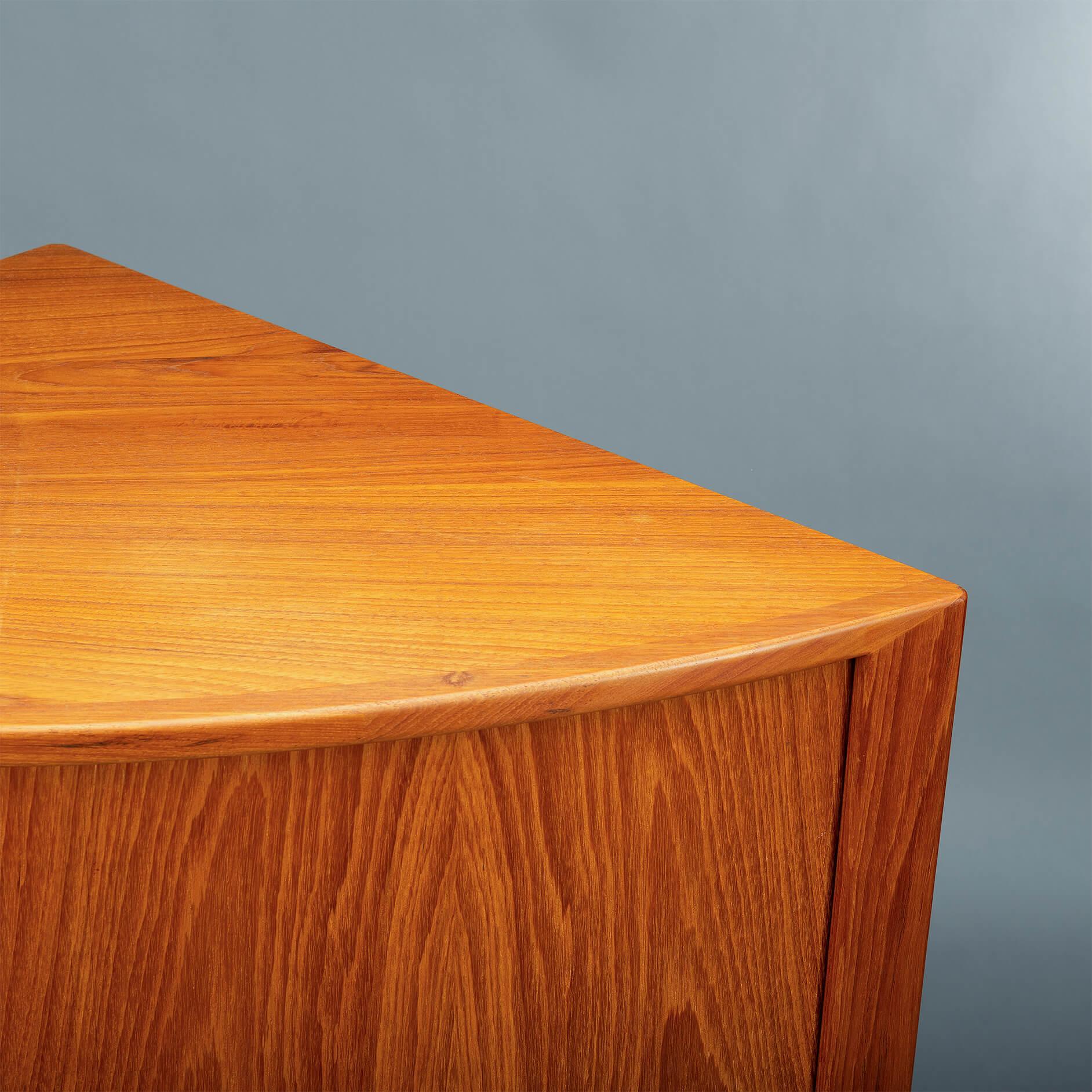Danish Midcentury Teak Tambour Corner Cabinet, 1960s 7