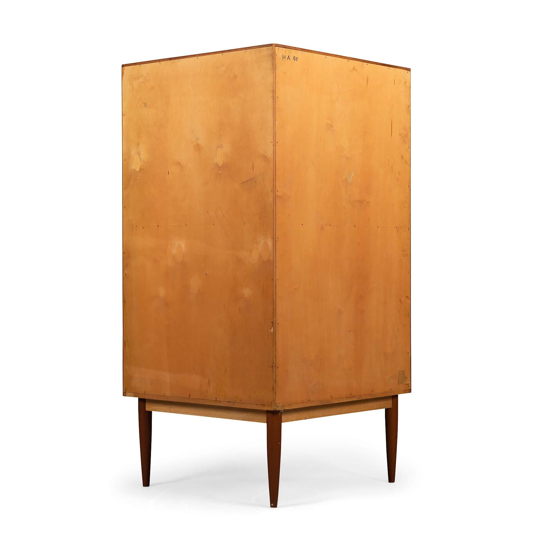 Veneer Danish Midcentury Teak Tambour Corner Cabinet, 1960s  For Sale