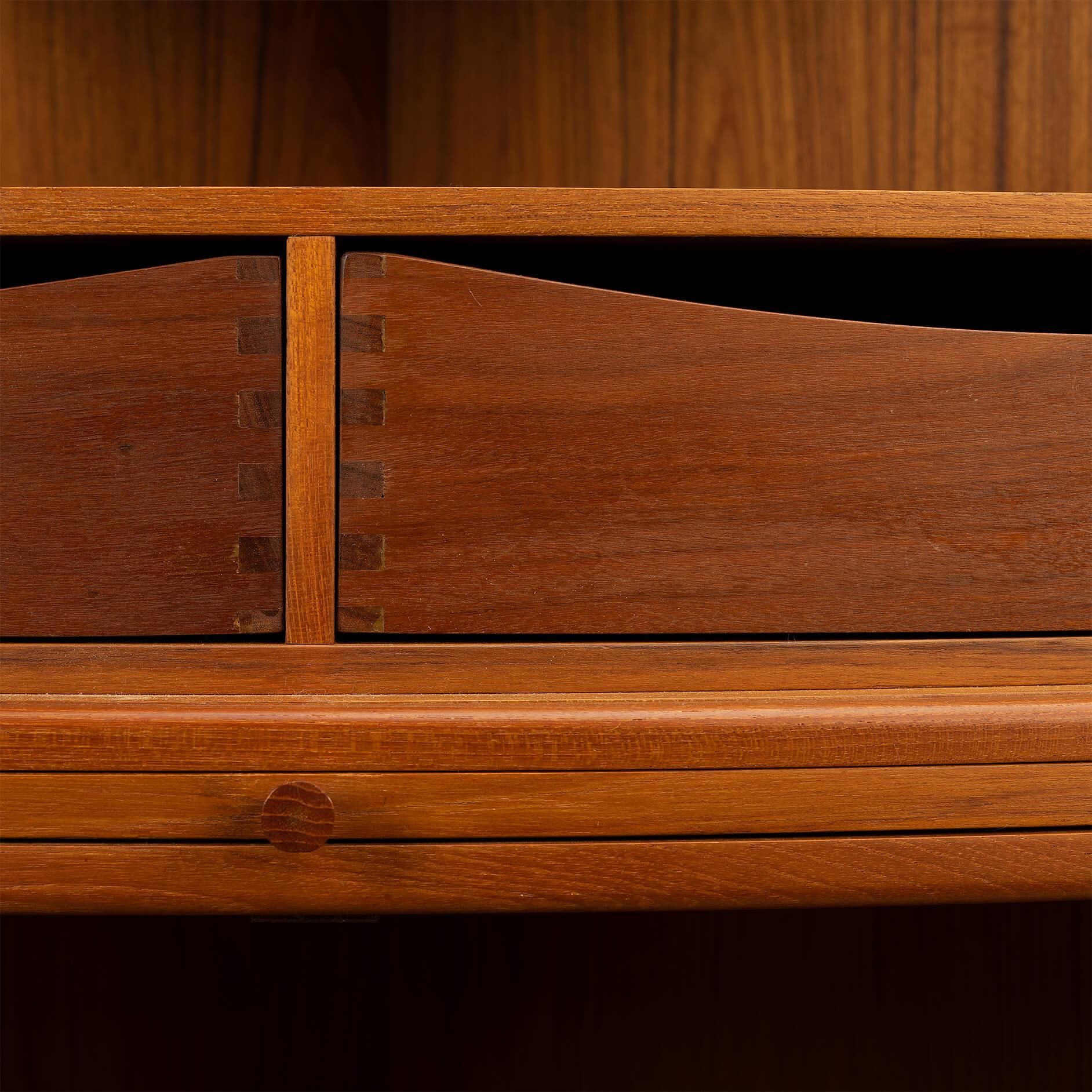 Veneer Danish Midcentury Teak Tambour Corner Cabinet, 1960s