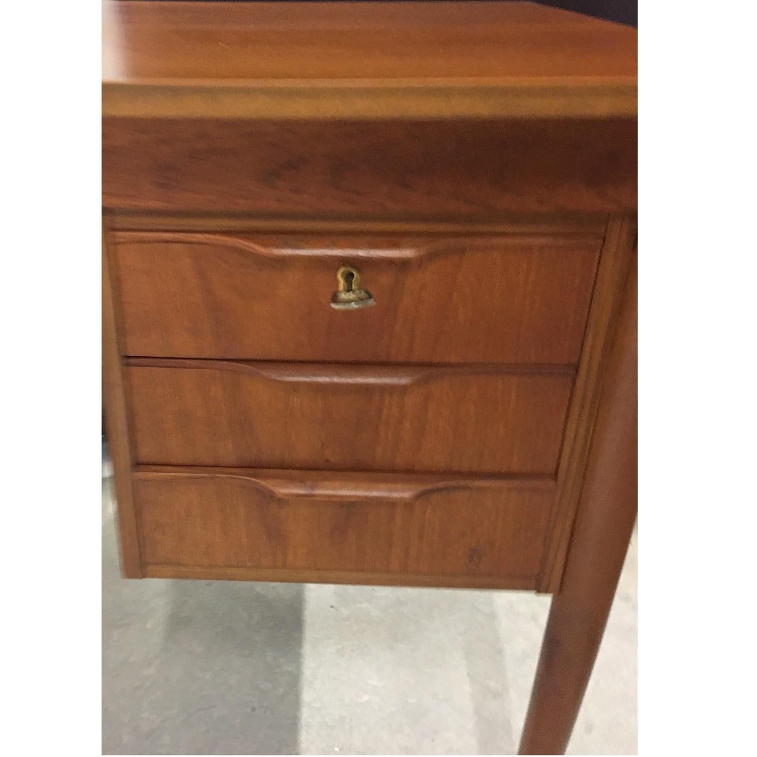 Mid-20th Century Danish Midcentury Teak Writing Desk with Six Drawers, circa 1960s