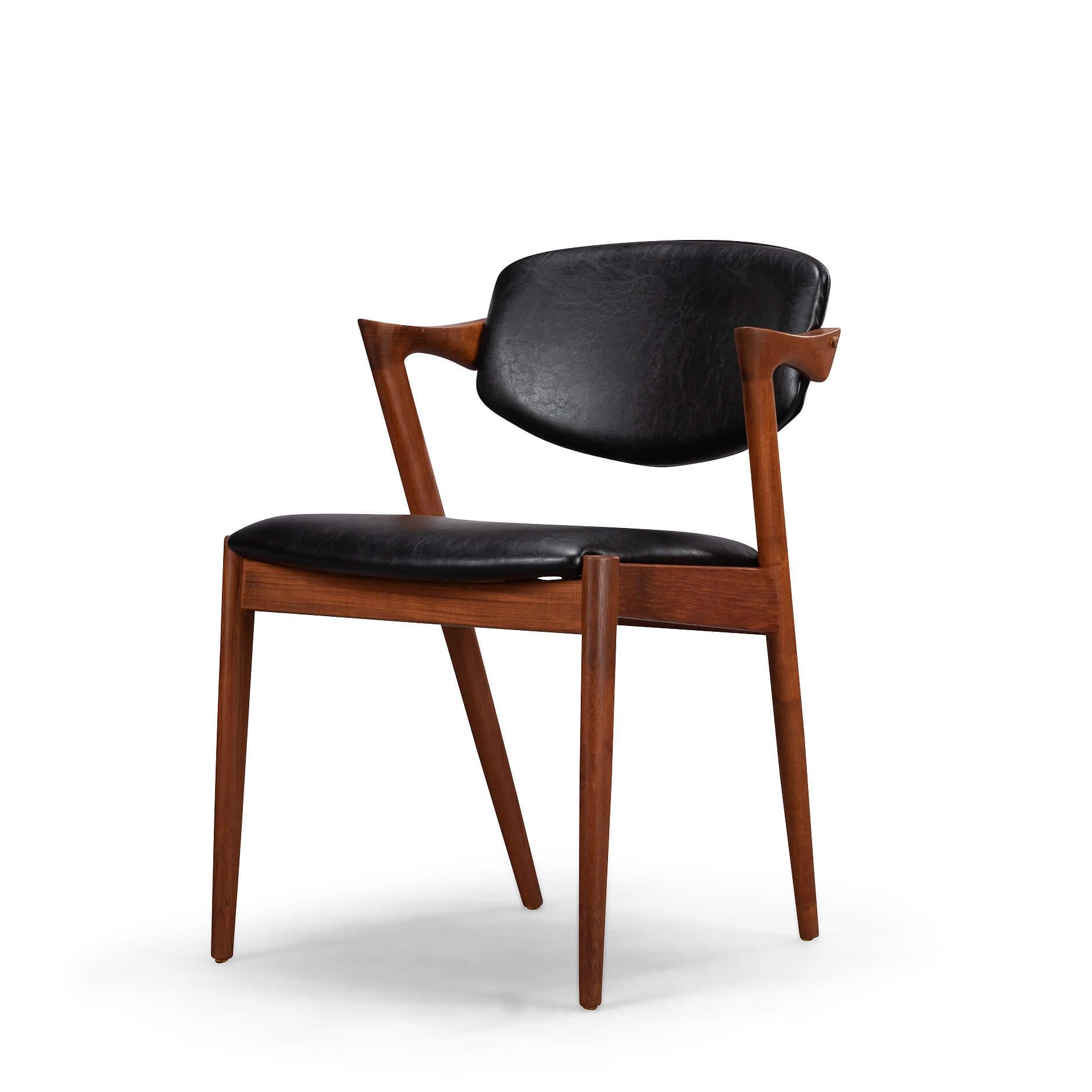 Danish Mid-Century Teak Z-Chair, Model 42, by Kai Kristiansen, 1960s, Set of 6 6