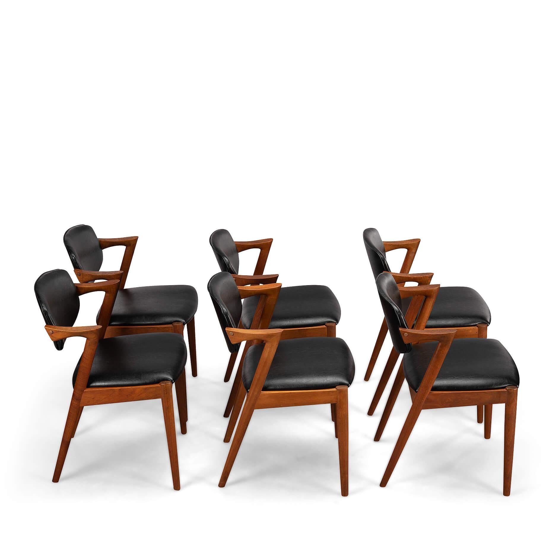 Danish Mid-Century Teak Z-Chair, Model 42, by Kai Kristiansen, 1960s, Set of 6 In Good Condition In Elshout, NL