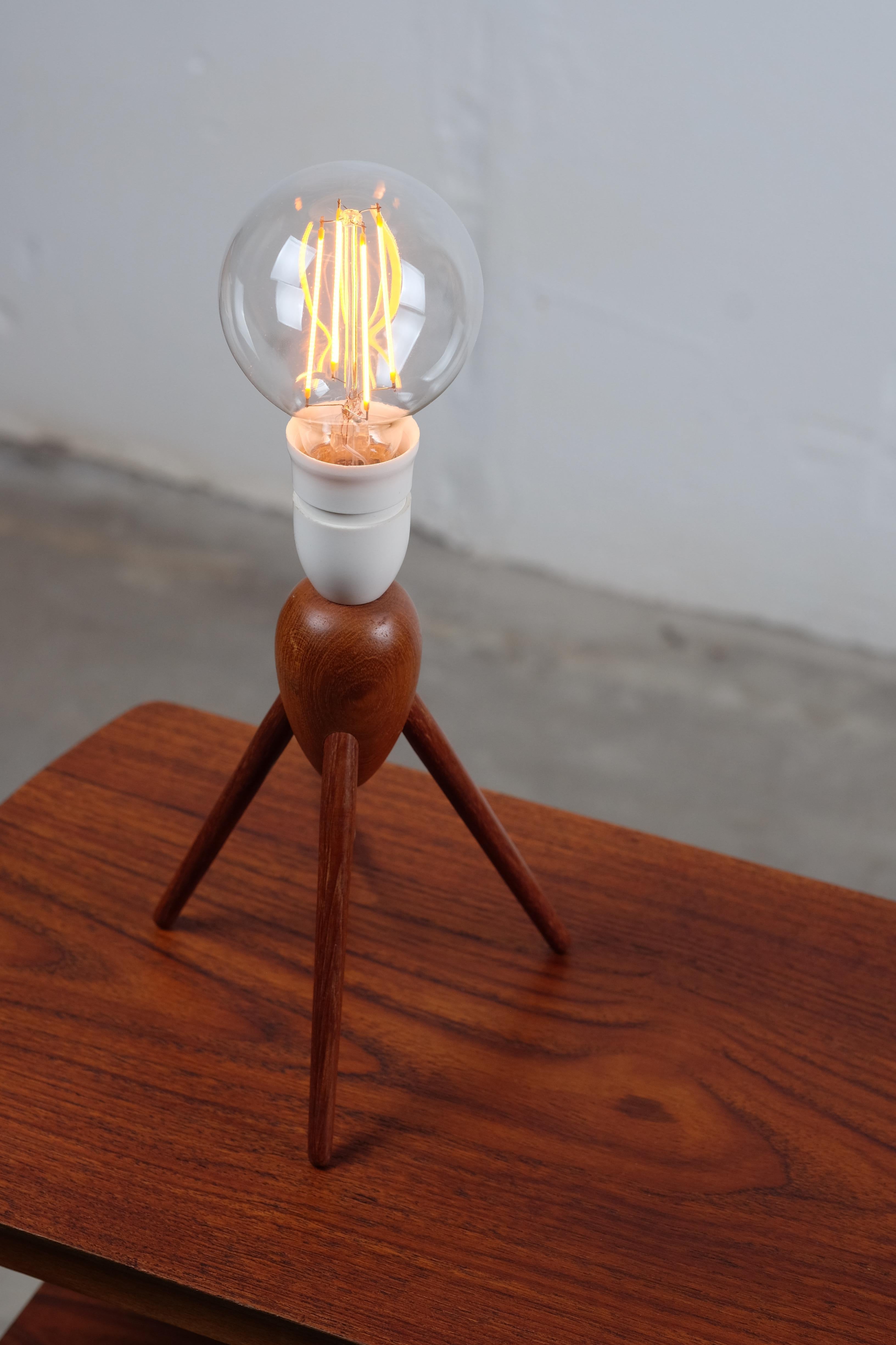 Mid-20th Century Danish Midcentury Three-Legged Teak Table Lamp