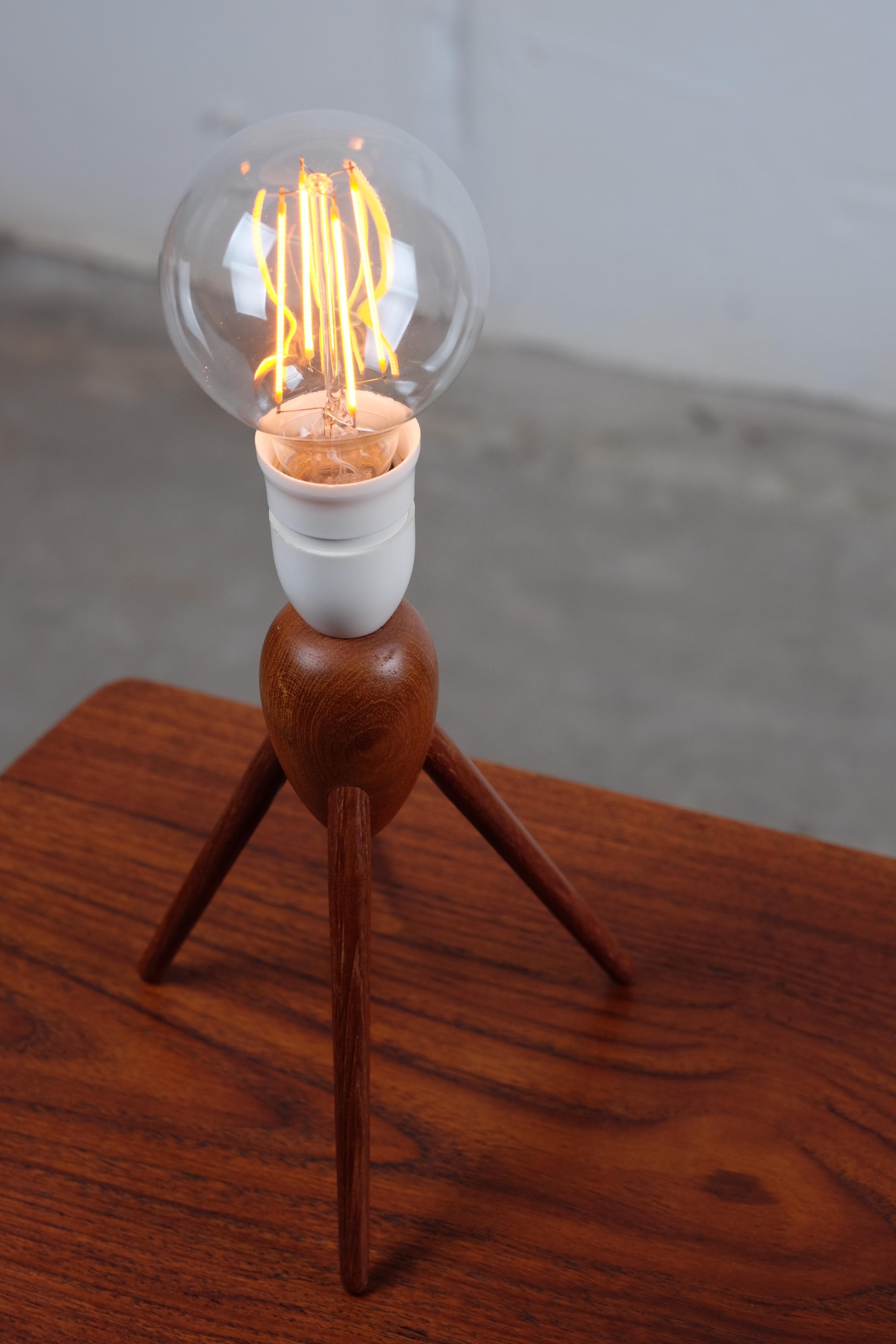 Danish Midcentury Three-Legged Teak Table Lamp 1