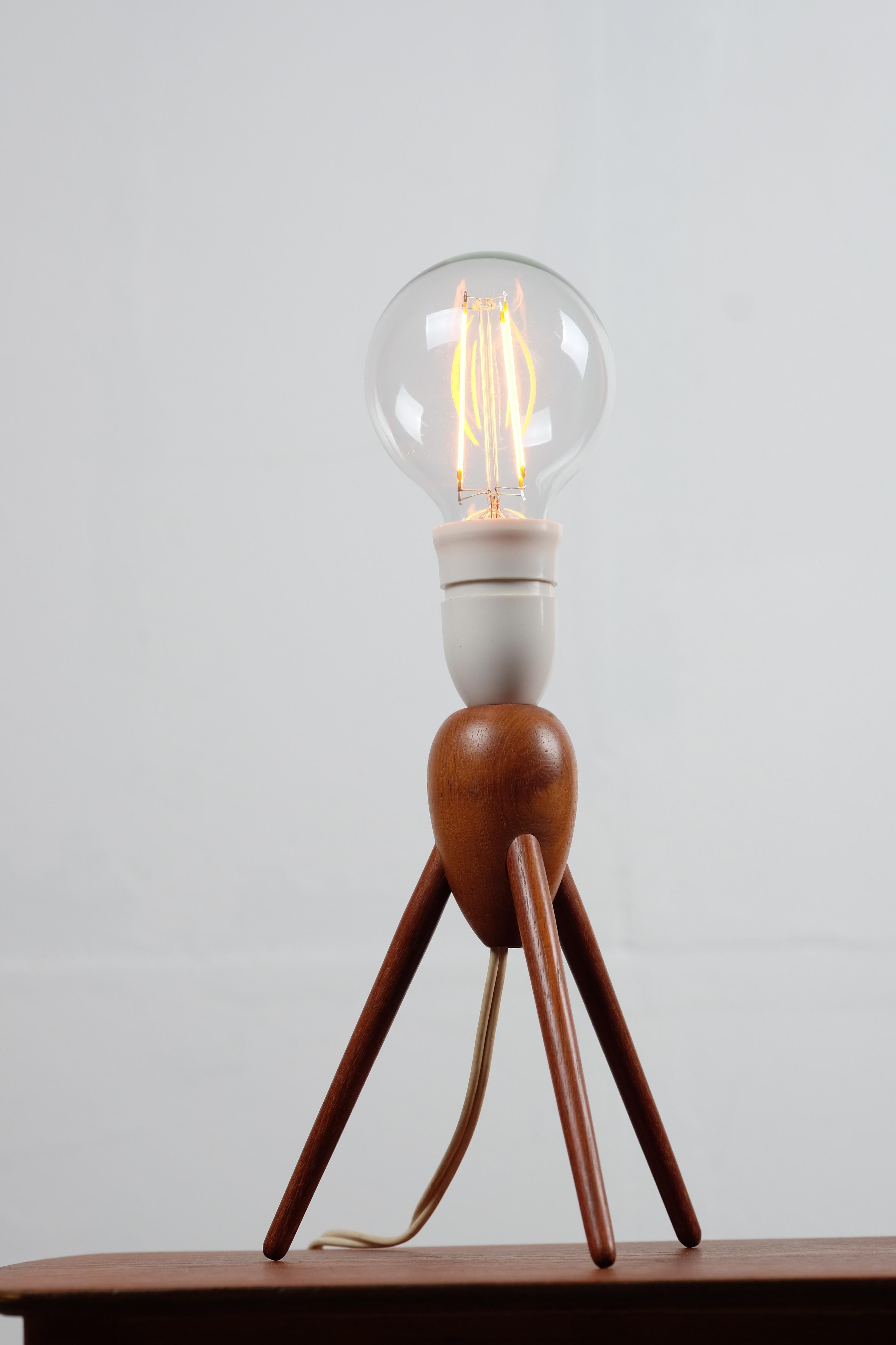 Danish Midcentury Three-Legged Teak Table Lamp 2