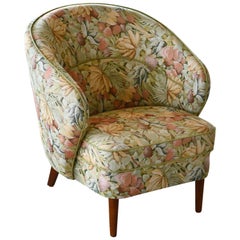 Danish Midcentury Tub Chair in Floral Fabric