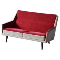 Danish Midcentury Two-Tone Sofa or Settee with Wood Accents ca. 1950