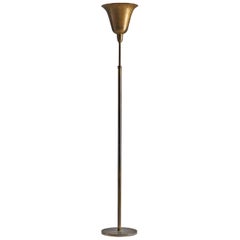 Danish Midcentury Uplight Floor Lamp in Brass, Denmark, 1940s