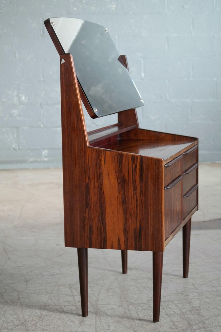 Scandinavian Modern Danish Midcentury Vanity or Dressing Table in Rosewood with Mirror and Drawers