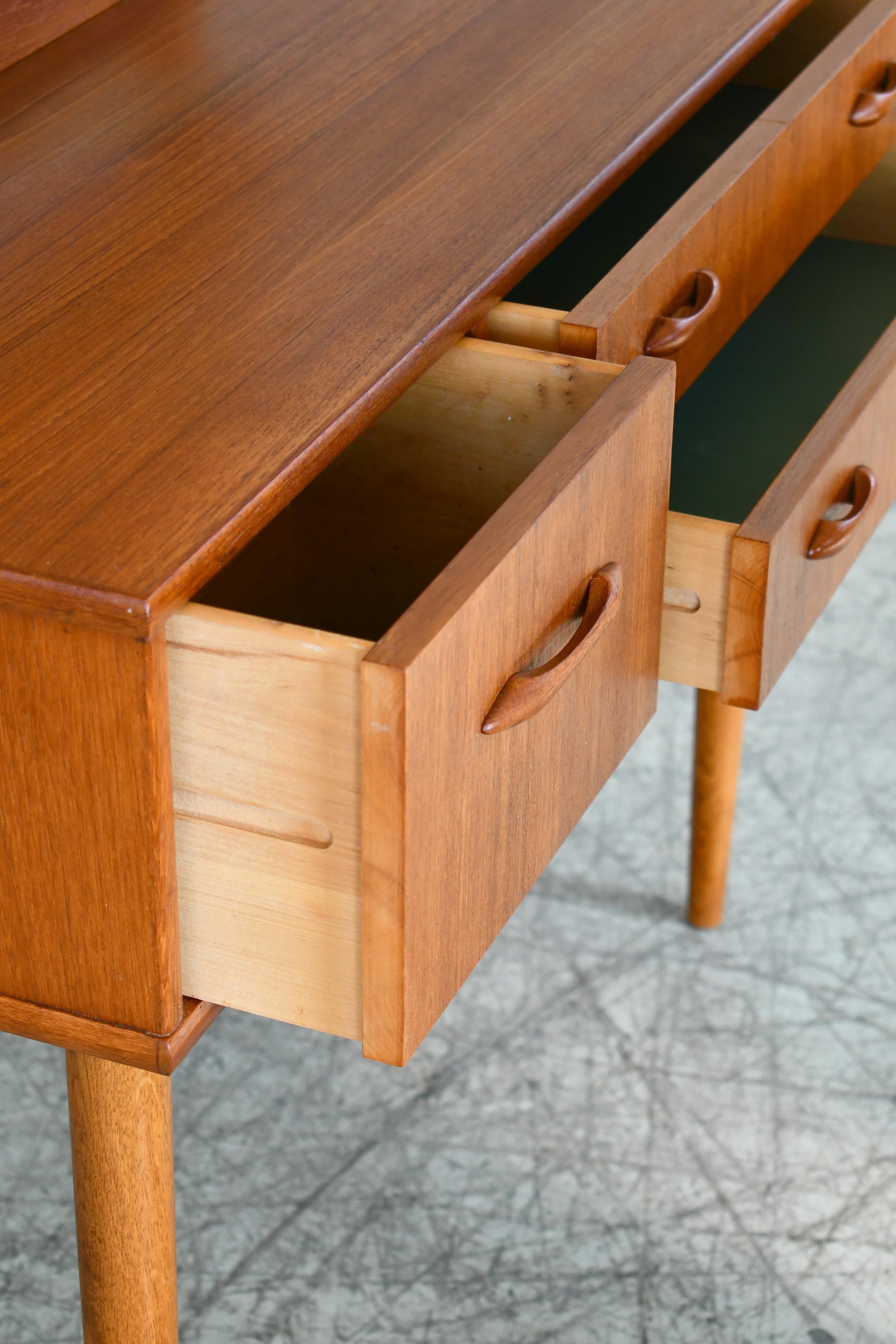 Mid-20th Century Danish Midcentury Vanity or Dressing Table in Teak with Mirror and Drawers