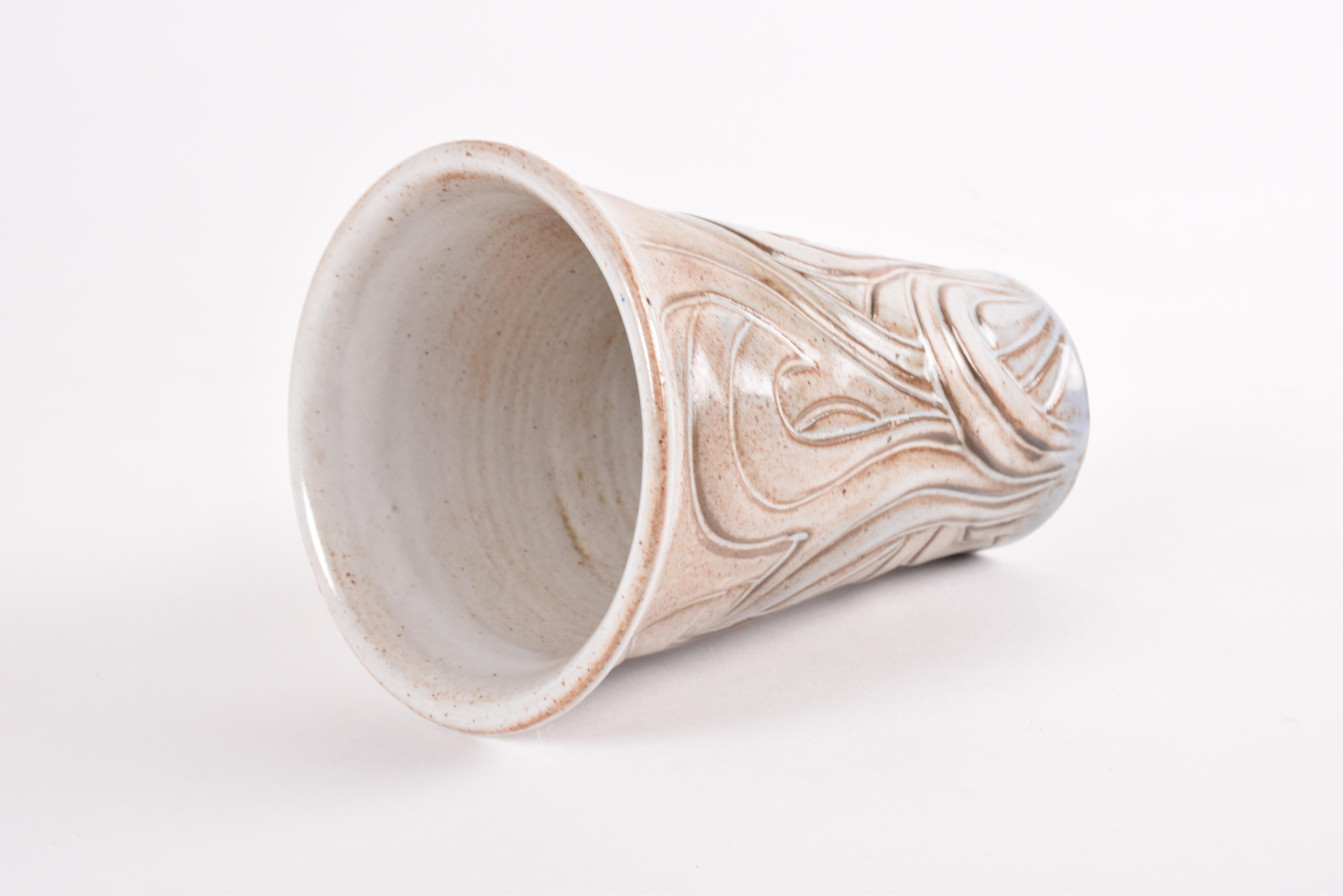 Danish Midcentury Vase Organic Shape by L. Hjorth Ceramic Eva Sjögren Attributed For Sale 3