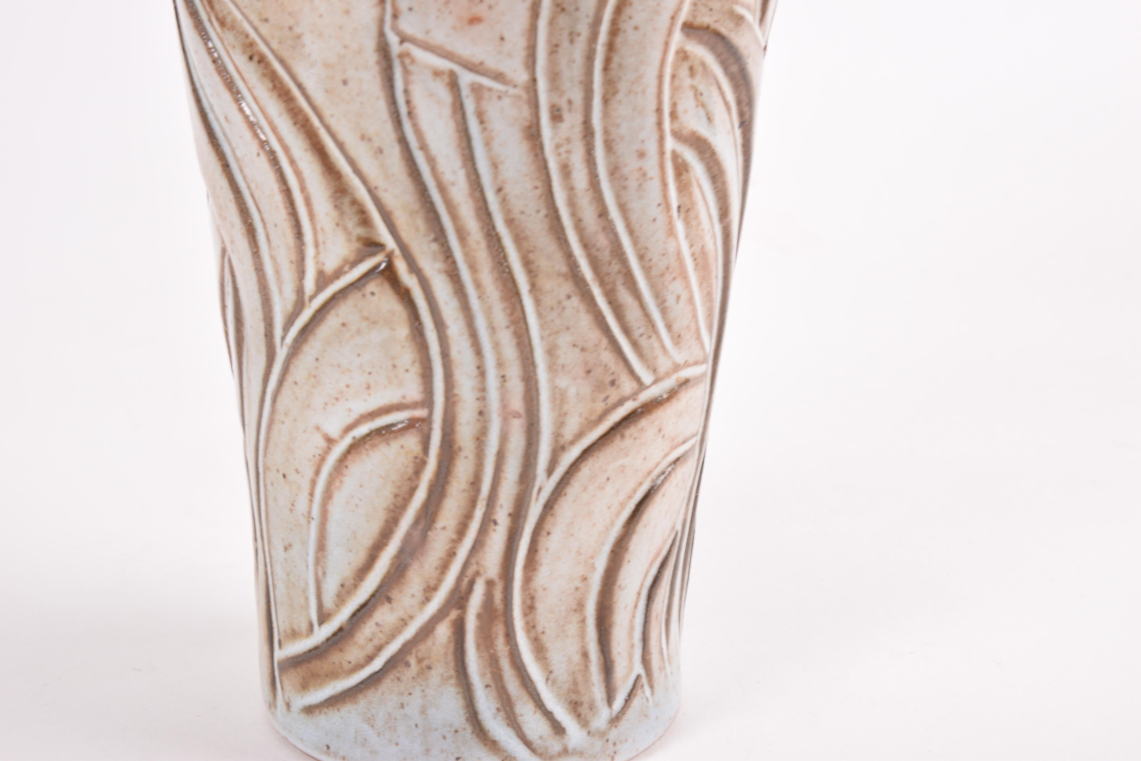 Mid-Century Modern Danish Midcentury Vase Organic Shape by L. Hjorth Ceramic Eva Sjögren Attributed For Sale