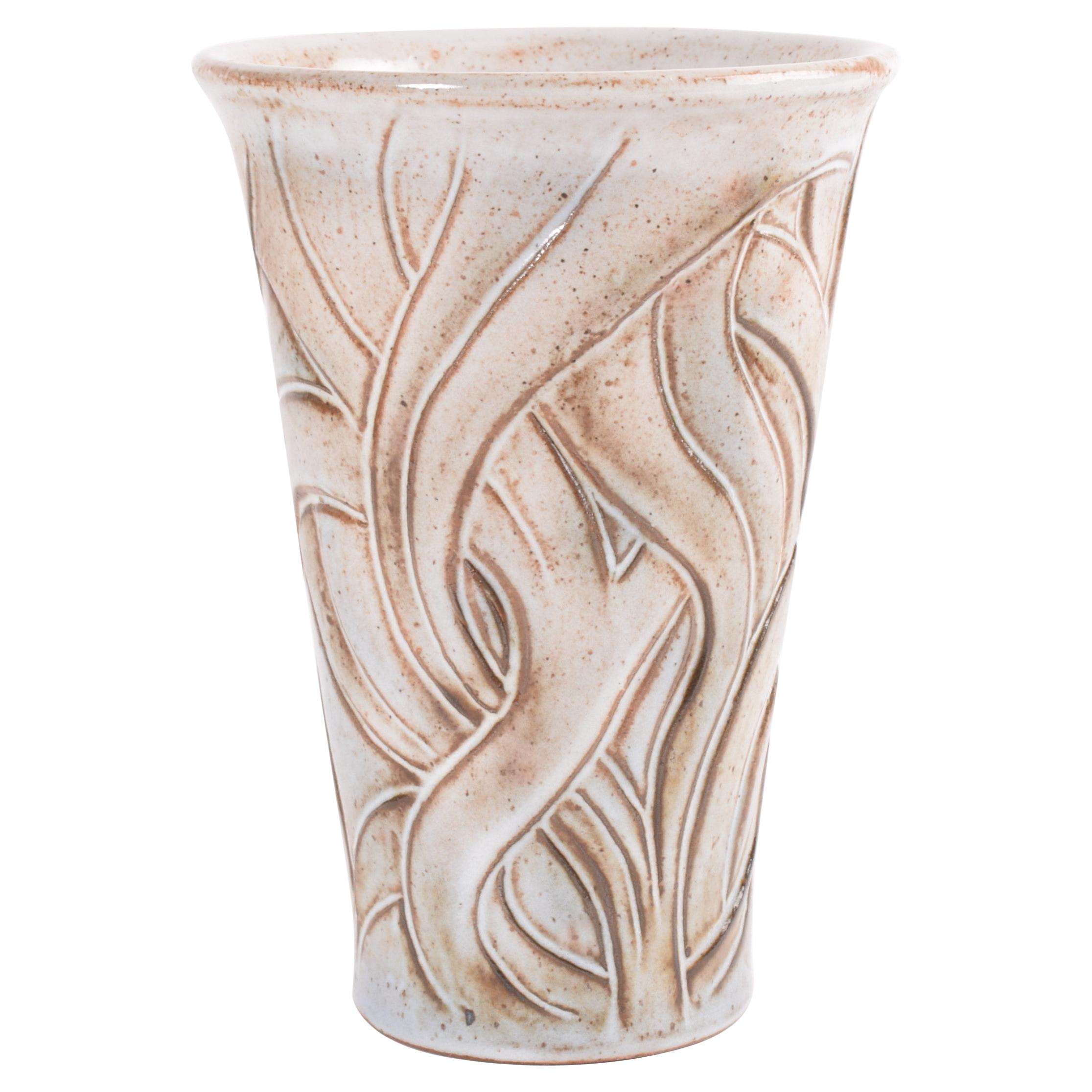 Danish Midcentury Vase Organic Shape by L. Hjorth Ceramic Eva Sjögren Attributed For Sale