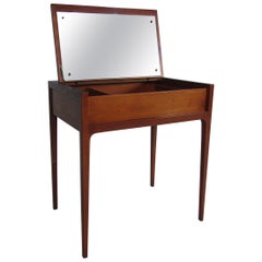 Danish Midcentury Walnut Vanity with Mirror