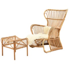 Danish Midcentury Wengler Lounge Chair and Ottoman