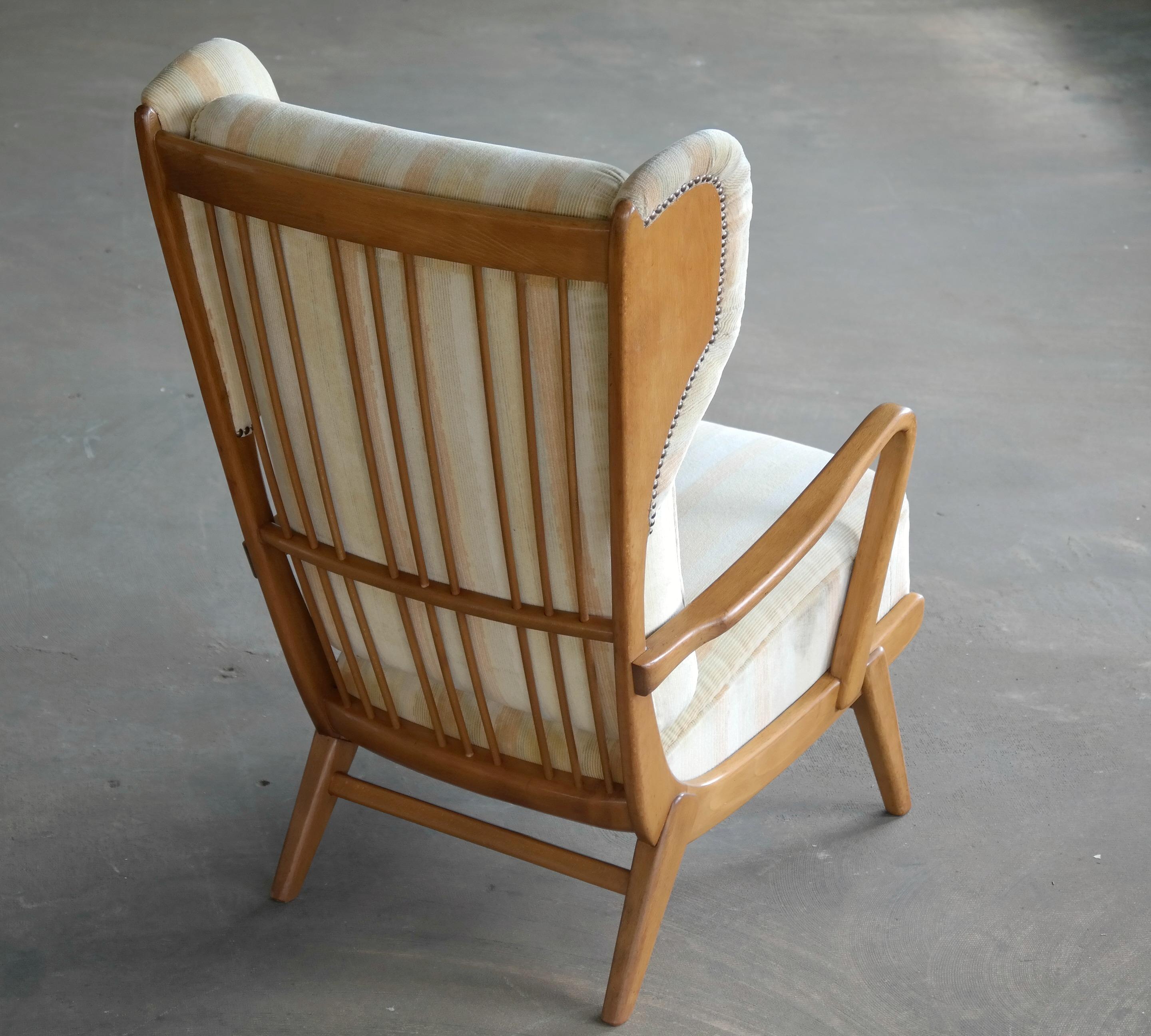 Mid-20th Century Danish Midcentury Wingback Lounge Chair with Exposed Sides