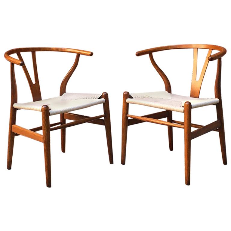 Danish Midcentury Wishbone Chairs by Hans J. Wegner for C. Hansen & Søn, 1949