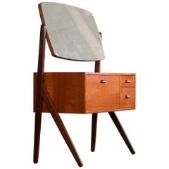 Danish Midcentury Y-Leg Teak Vanity or Dresser by Ørum Møbler