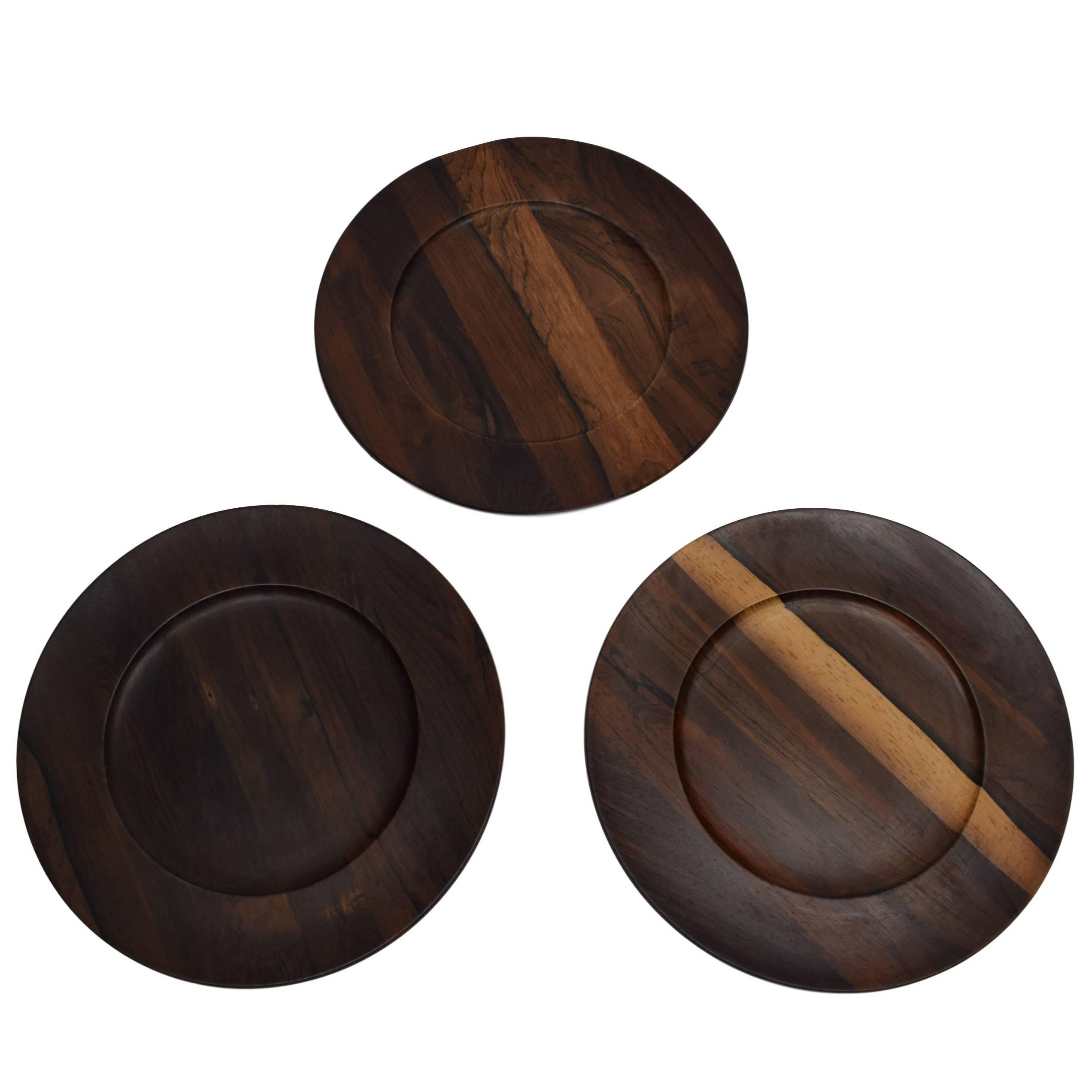 Danish Midcentury, Jens H. Quistgaard, Three Cover Plates, Rosewood, Kronjyden For Sale
