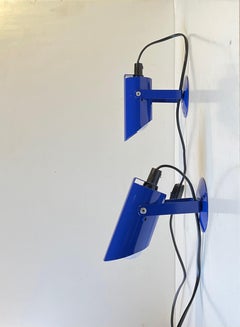 Lampade da parete danese minimalista blu di Lyfa, anni '80, set di 2