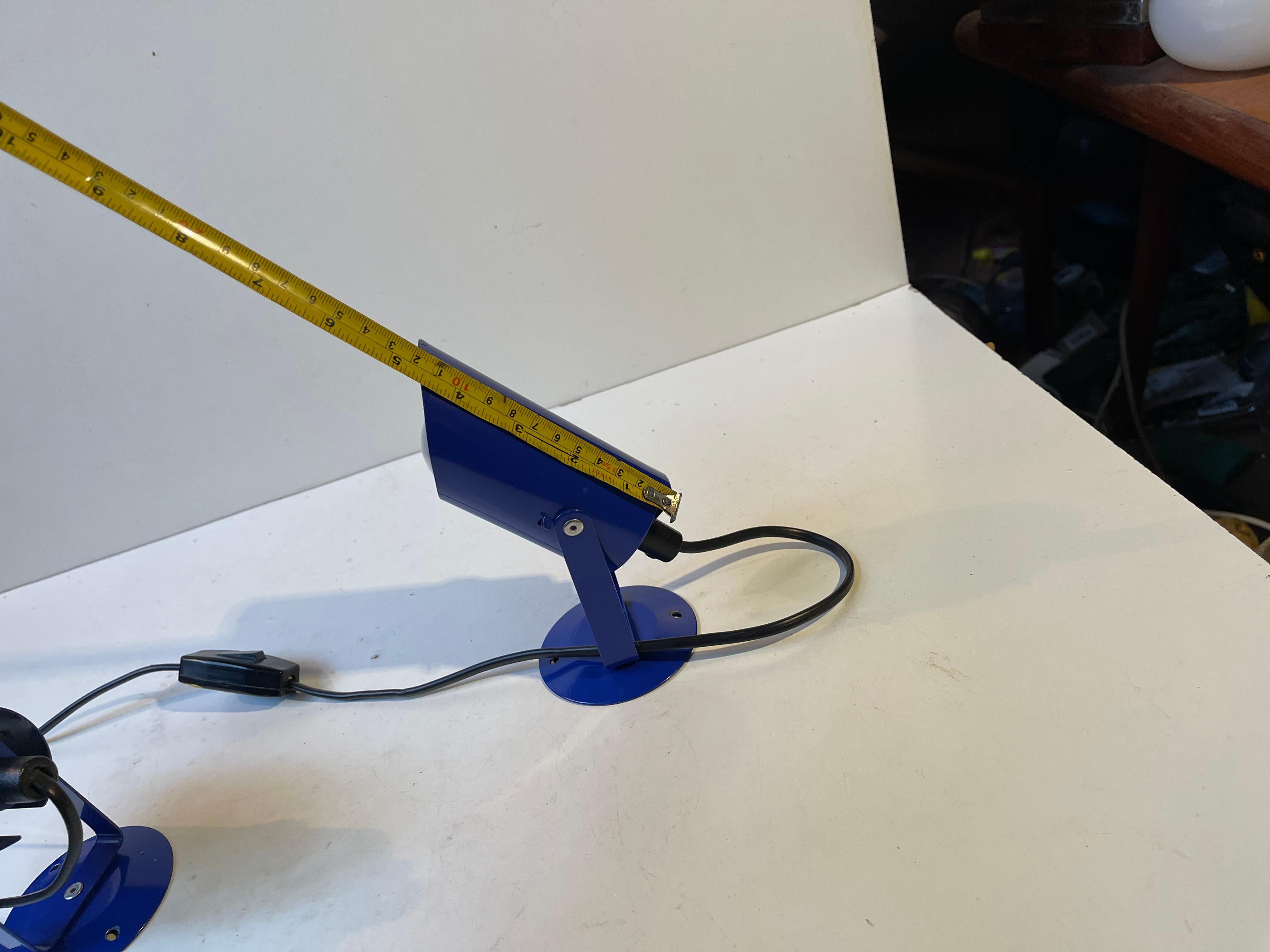 Danish Minimalist Blue Wall Lights from Lyfa, 1980s, Set of 2 Acero en venta