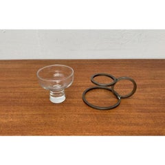 Danish Minimalist Candleholder in Metal and Glass, 1960s