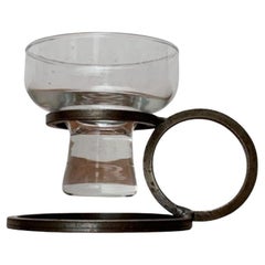 Danish Minimalist Candleholder in Metal and Glass, 1960s