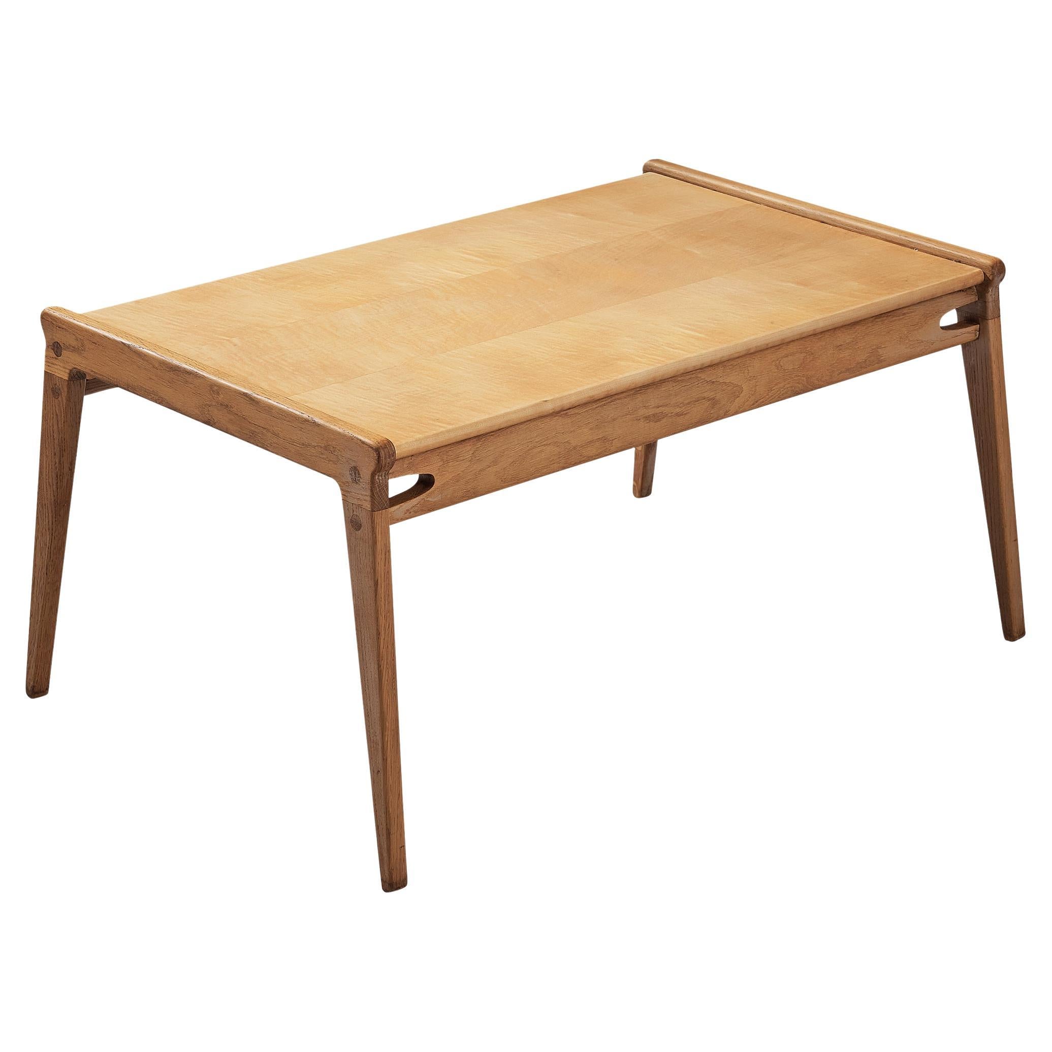 Danish Minimalist Coffee Table in Oak and Maple  For Sale