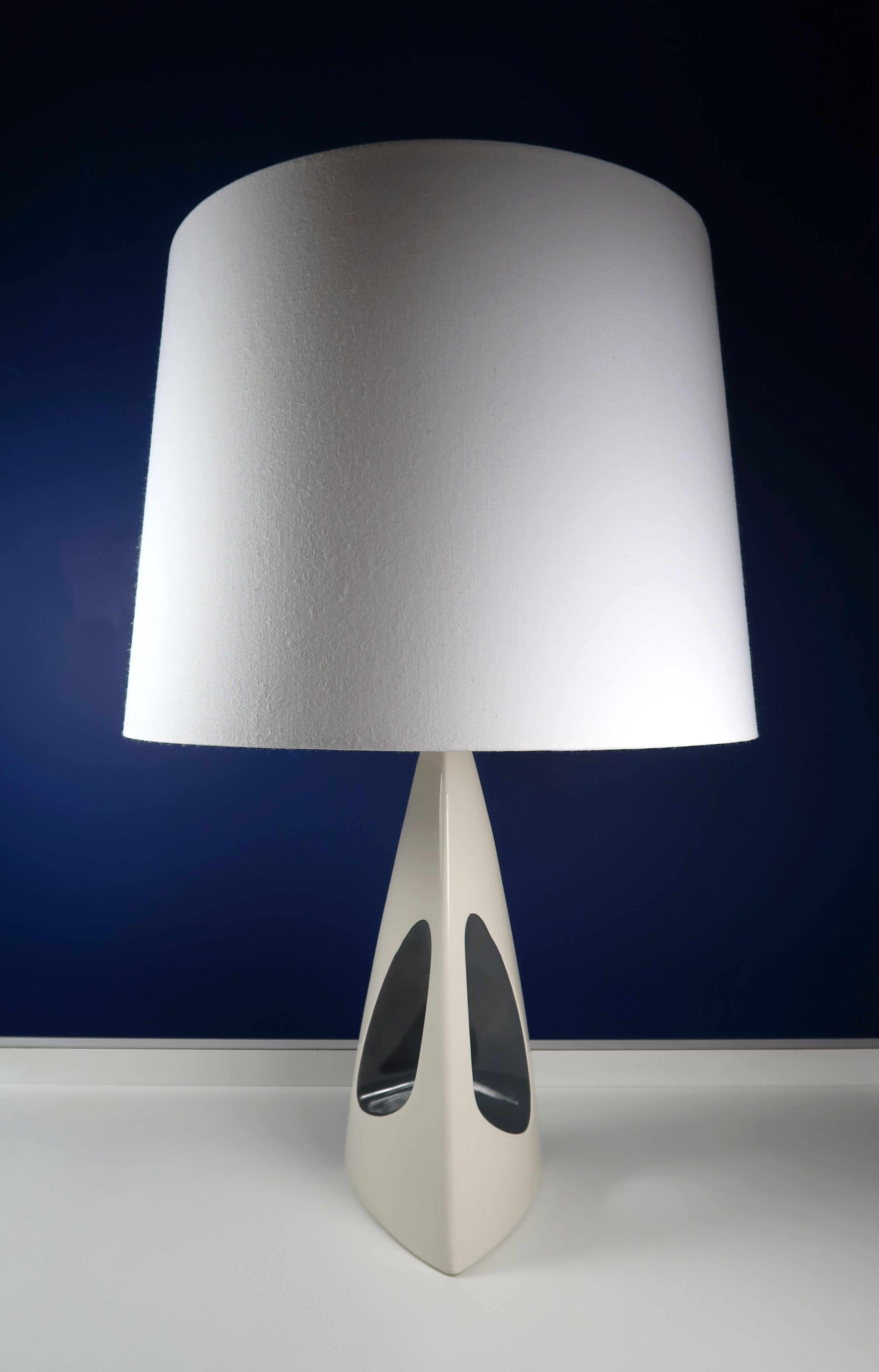 Danish Søholm 1960s Minimalist White, Anthracite Porcelain Table Lamps For Sale