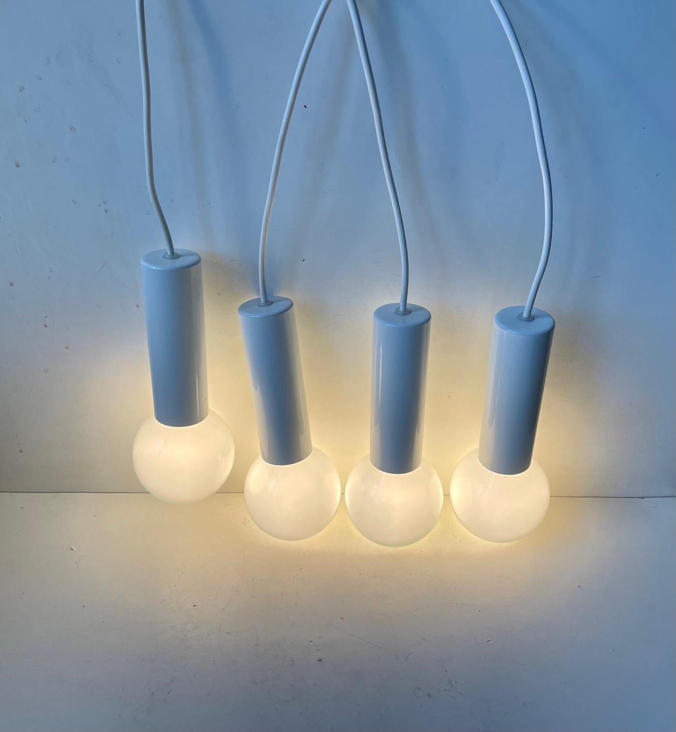 Late 20th Century Danish Minimalist White Bundle Pendant Lamp by Lyskær For Sale