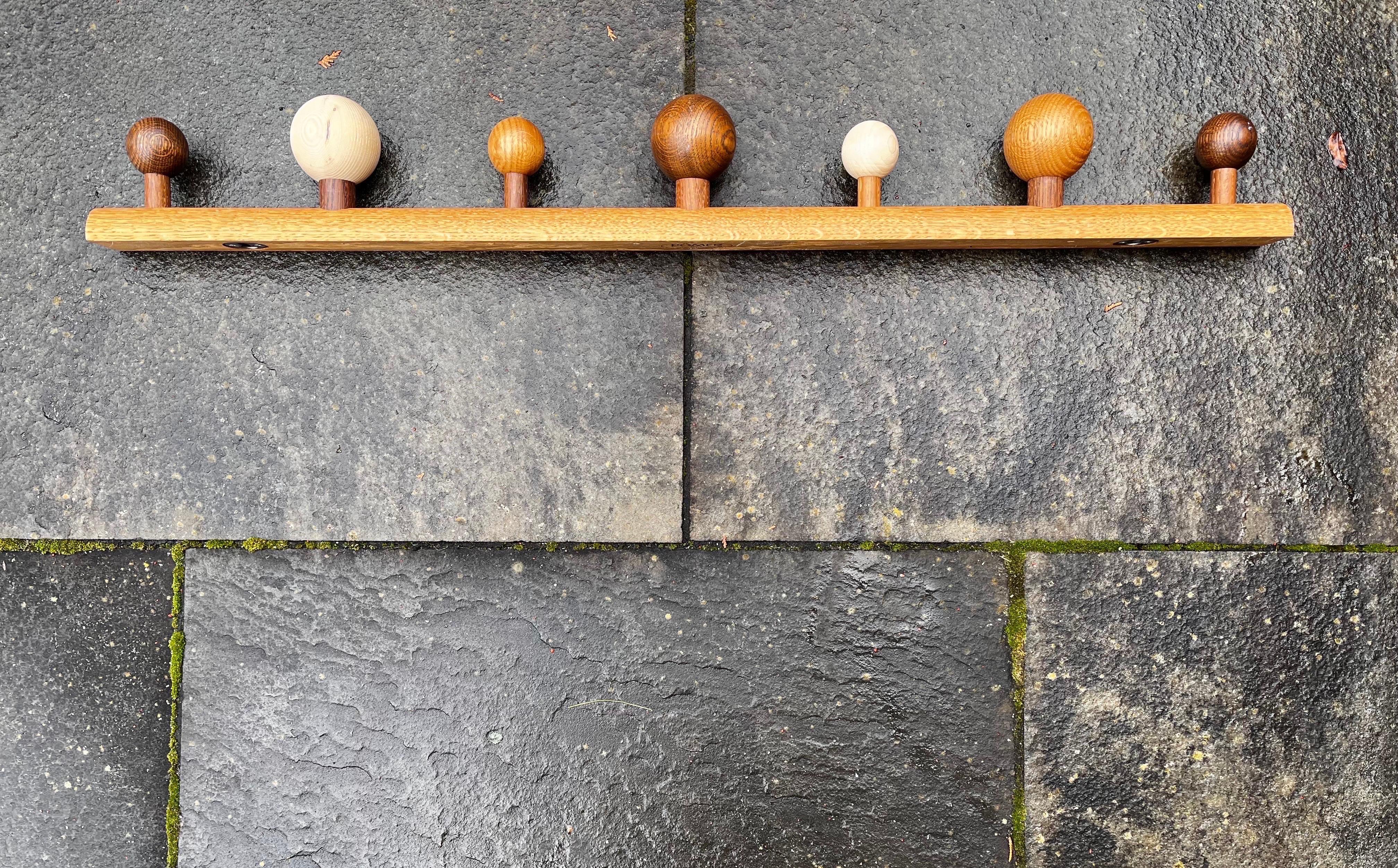 20th Century Danish Mixed Wood Wall Coat Rack By Romers For Sale