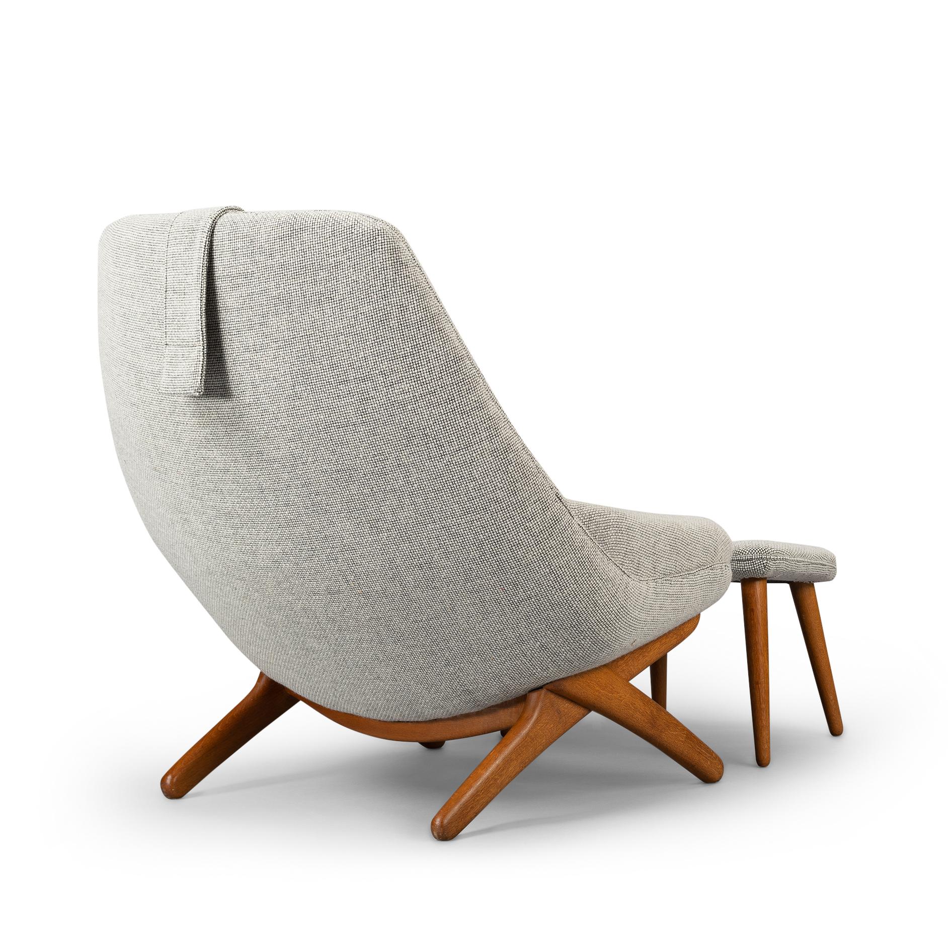 Danish ML-91 Reupholstered Lounge Chair with Ottoman by Illum Wikkelsø, 1960s 2