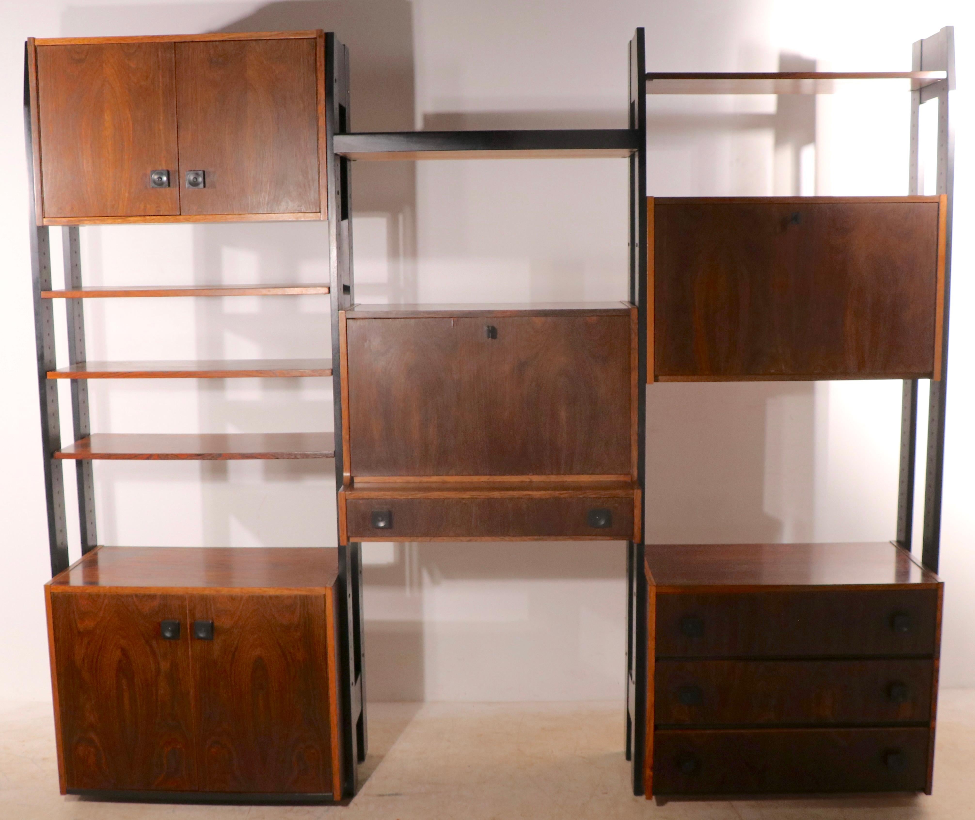 Danish Mod Century Freestanding Wall Unit in Rosewood After Cado Ca 1950/1960's 4