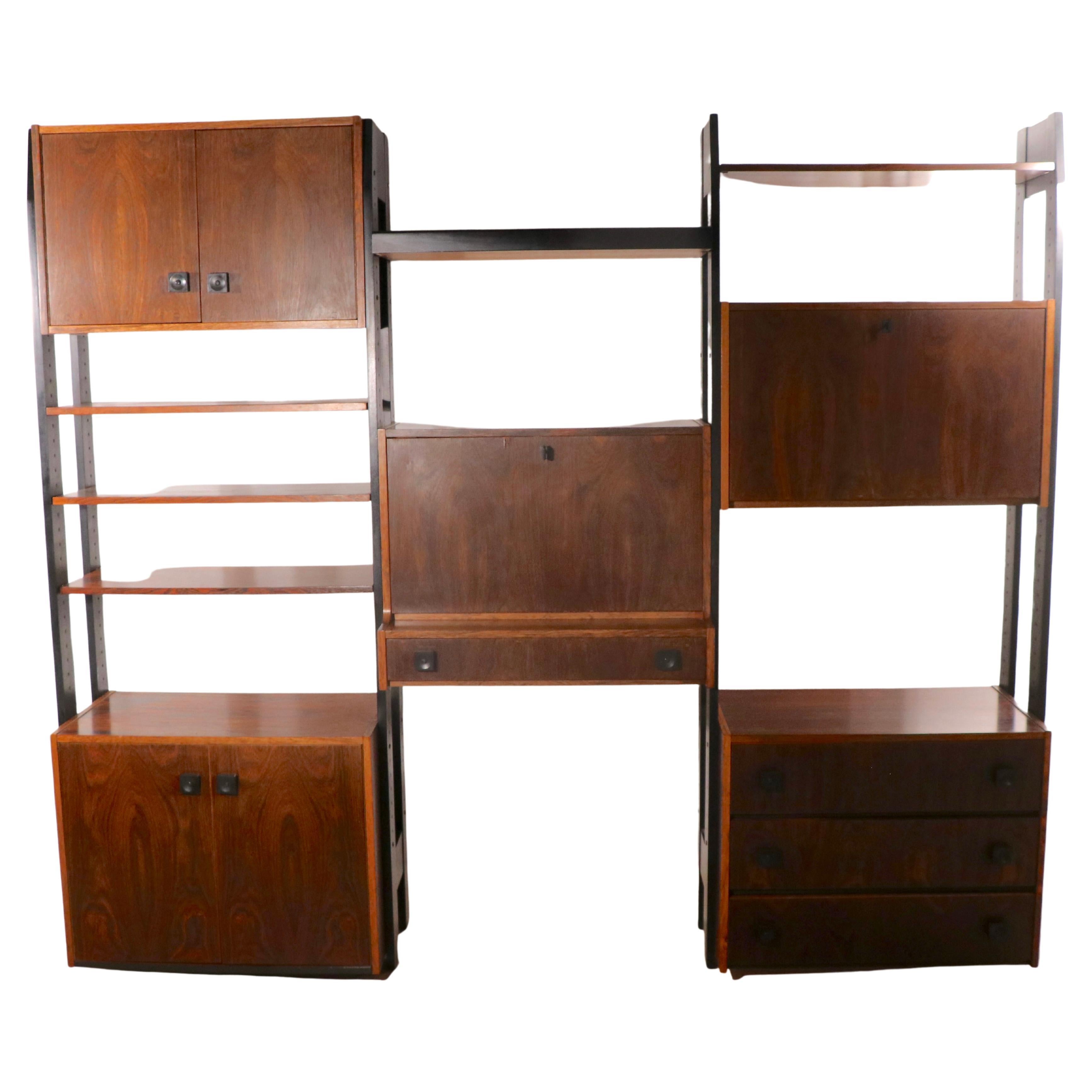 Danish Mod Century Freestanding Wall Unit in Rosewood After Cado Ca 1950/1960's