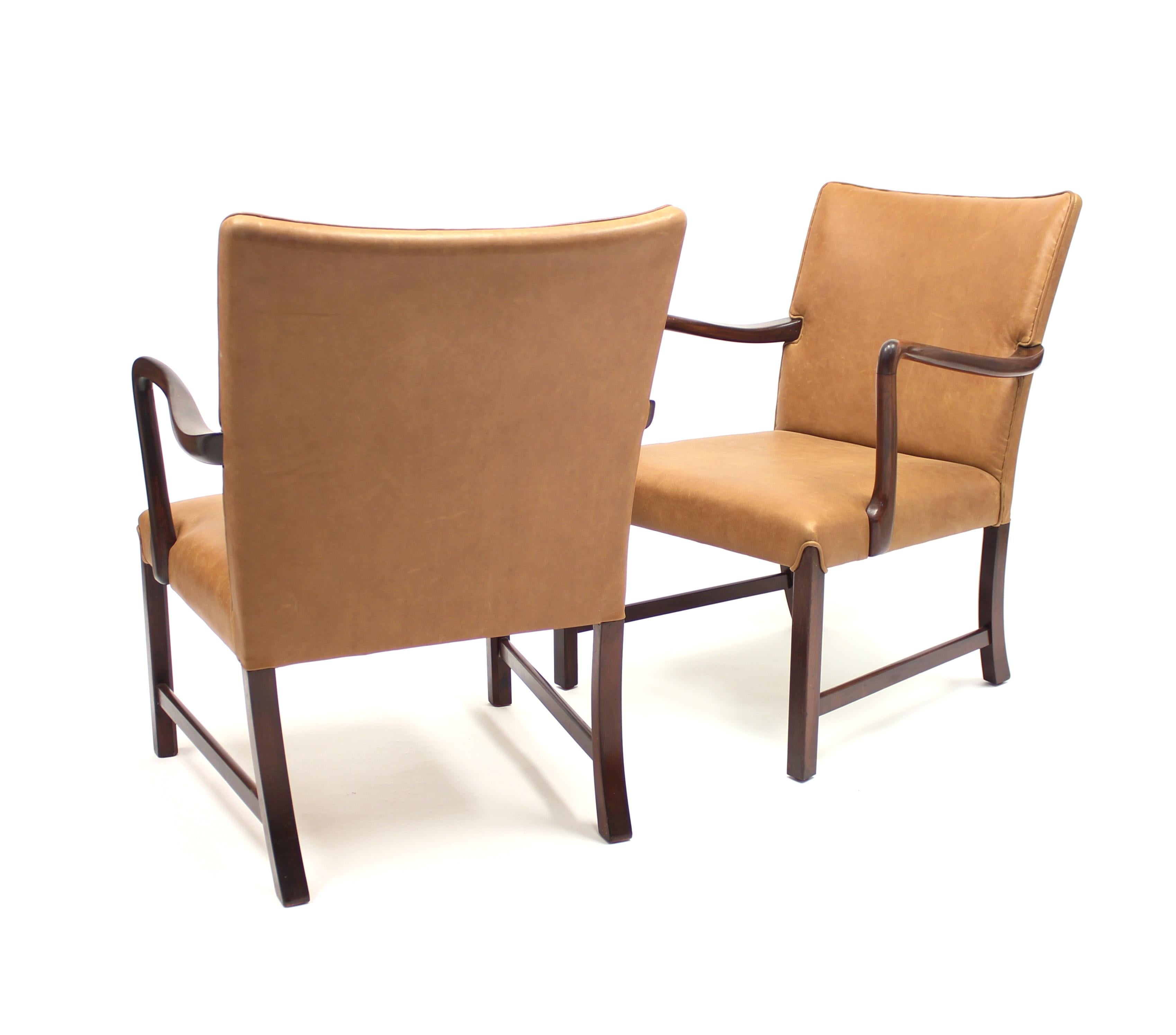 Danish Model 1756 Easy Chairs, Ole Wanscher for Fritz Hansen, 1940s, Set of Two 2