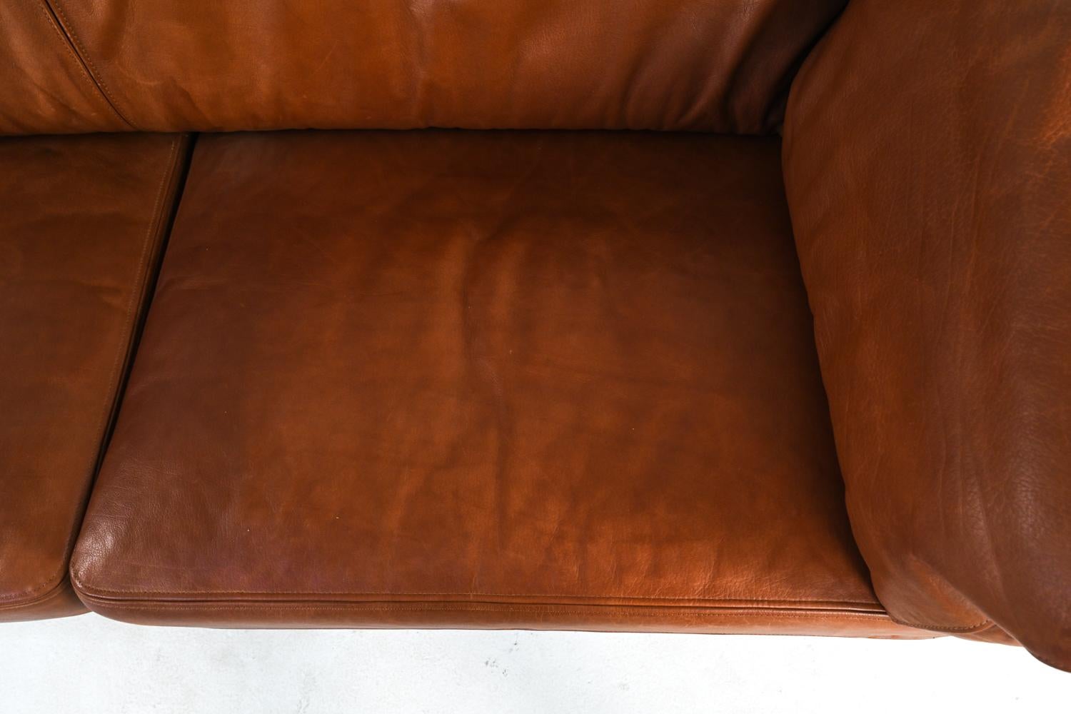 Danish Model 535 Sofa in Tan Leather by Mogens Hansen, C. 1970's In Good Condition In Norwalk, CT