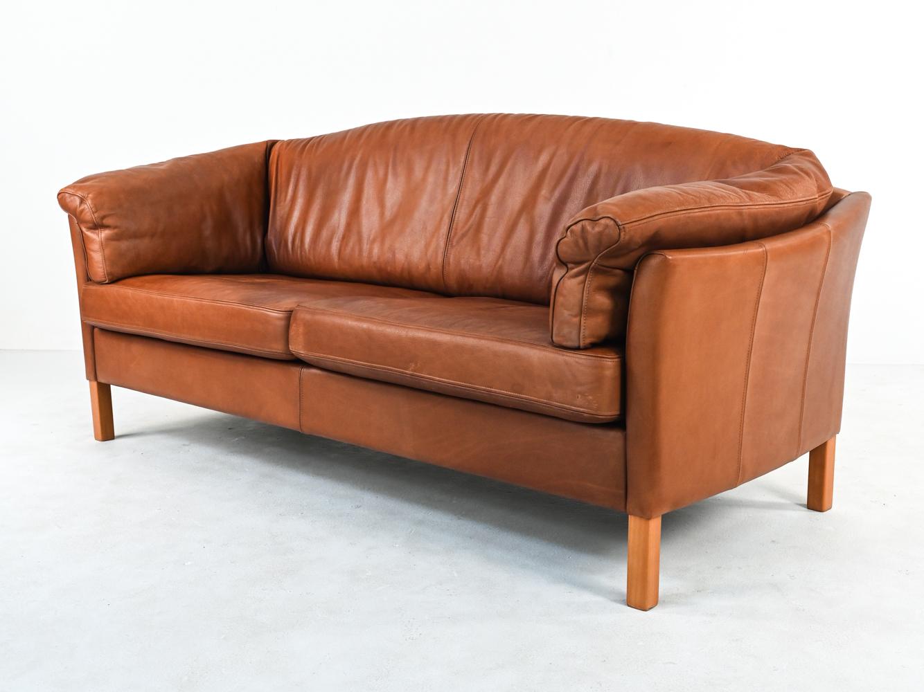 20th Century Danish Model 535 Sofa in Tan Leather by Mogens Hansen, C. 1970's