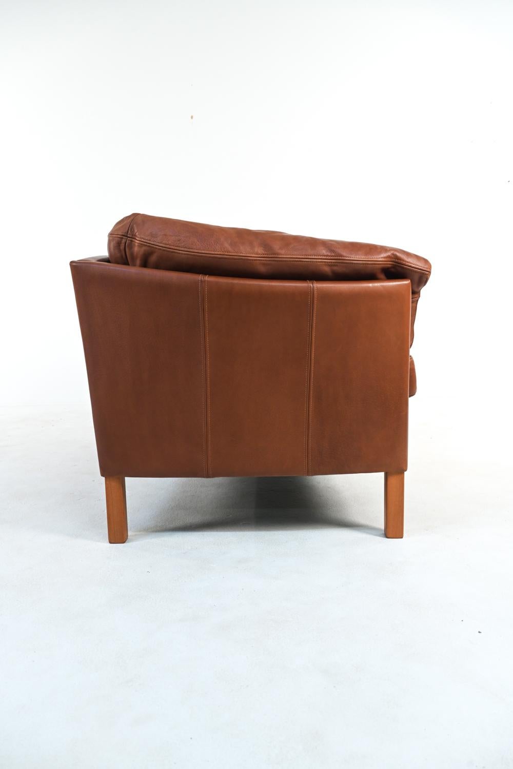 Danish Model 535 Sofa in Tan Leather by Mogens Hansen, C. 1970's 3