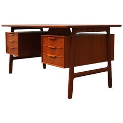 Danish Model 75 Executive Desk in Teak by Gunni Omann for Omann Jun 1950 Brown