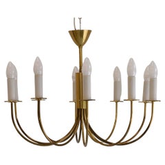 Danish Modern 10-Armed Brass Chandelier, 1950s.