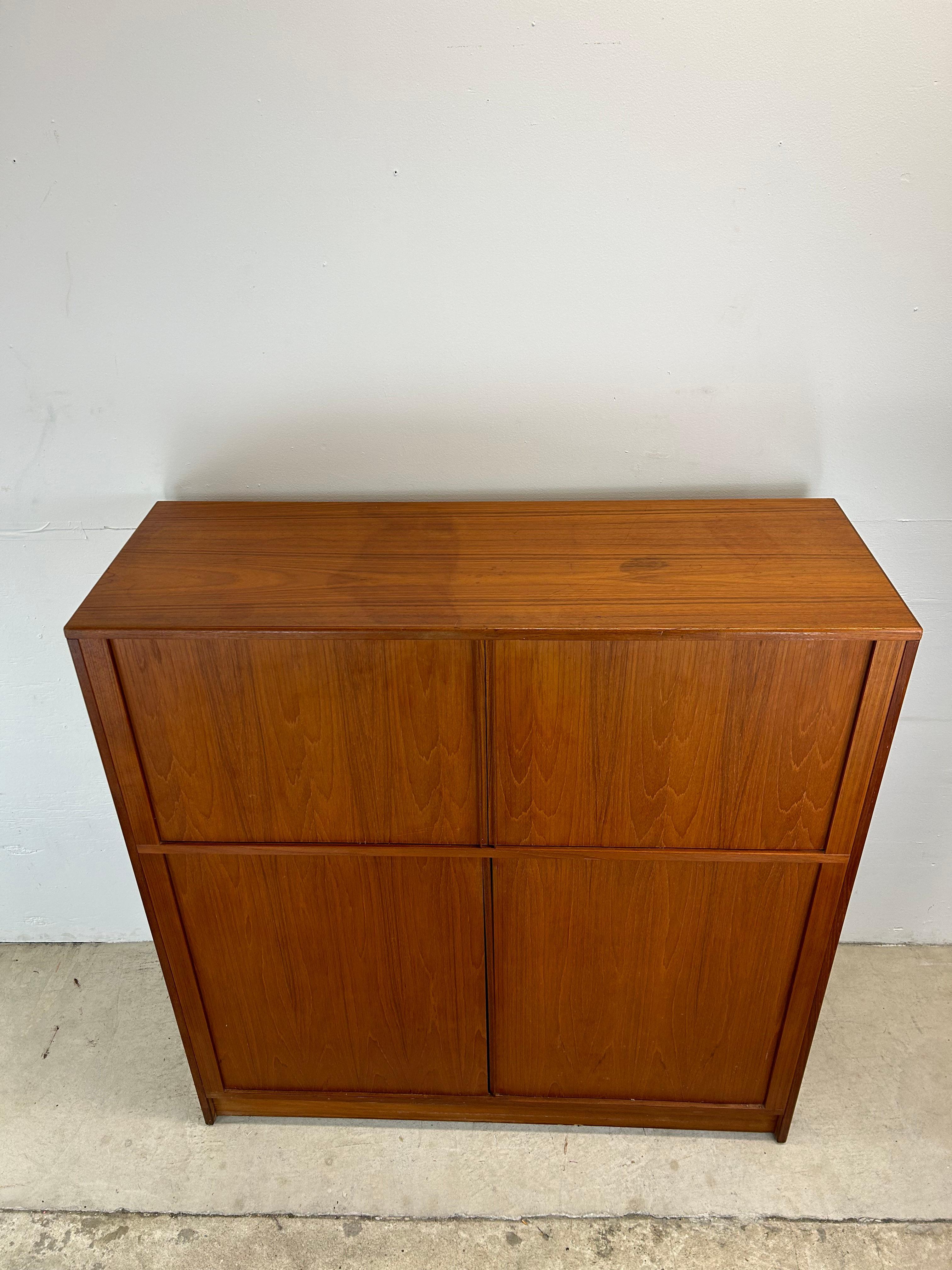 Danish Modern 11 Drawer Gentleman's Chest with Tambour Doors In Good Condition In Freehold, NJ