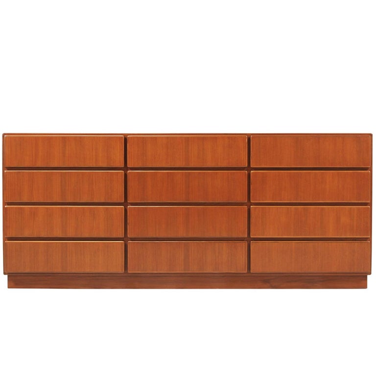 Danish Modern 12Drawer Teak Dresser by Komfort For Sale at 1stdibs