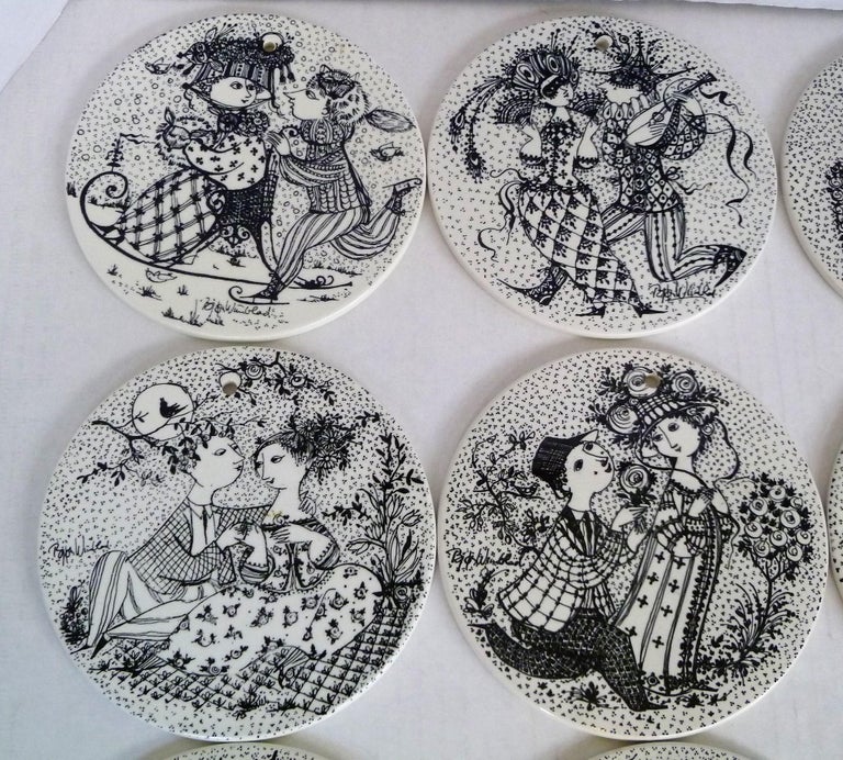 Danish Modern 12 Months Decorative Wall Plates by Bjorn Wiinblad
