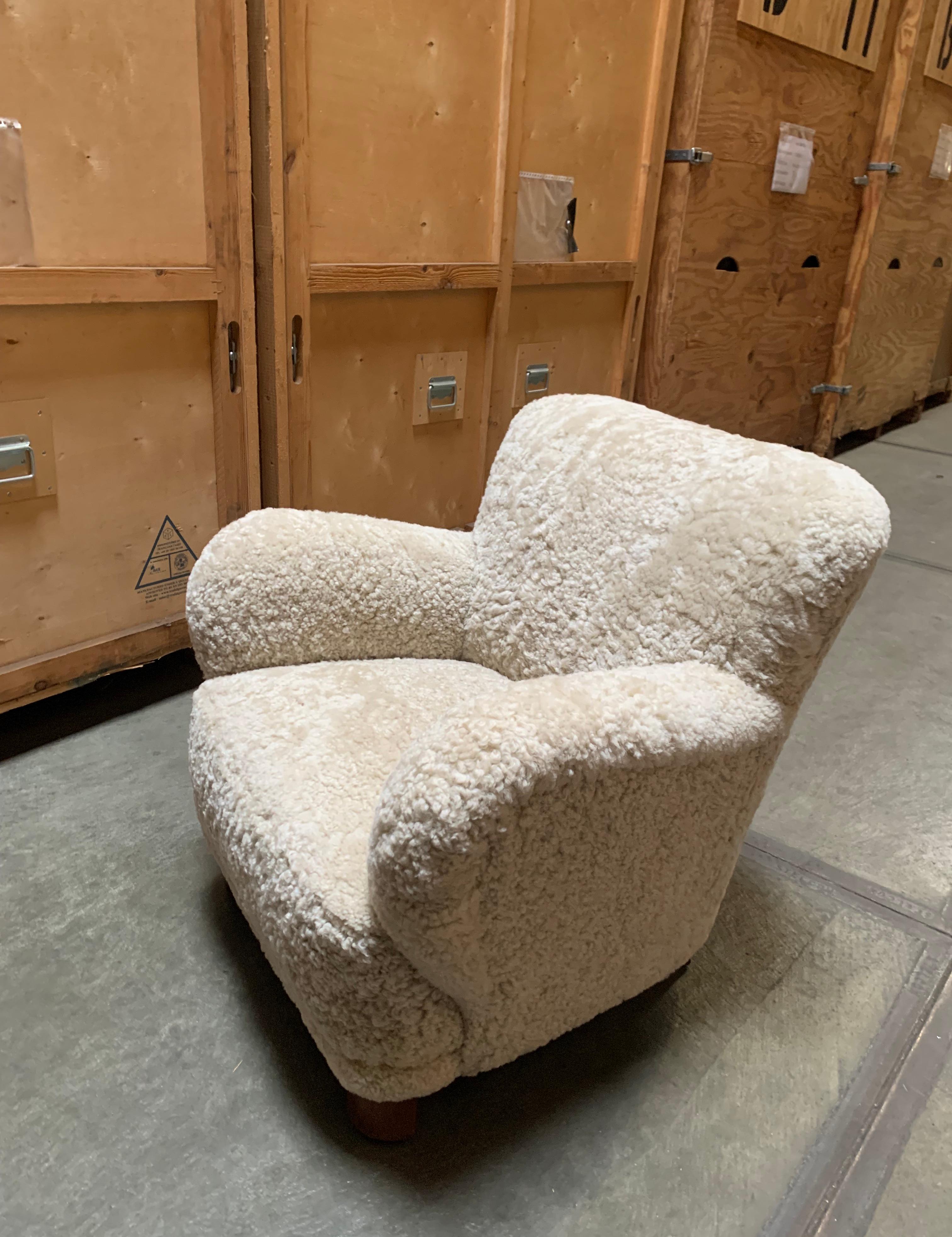 Danish Modern 1940's Sheepskin Lounge Chair 6