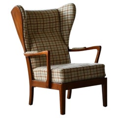 Danish Modern 1950s Highback Lounge Wing Chair Attributed to Fritz Hansen (V)