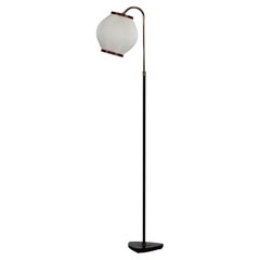 Danish Modern 1960s Floor Lamp of Brass and Metal with Lars Eiler Schiøler Shade