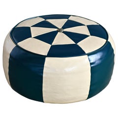 Danish Modern 1960s Maroccan Multicolored Naugahyde Pouf