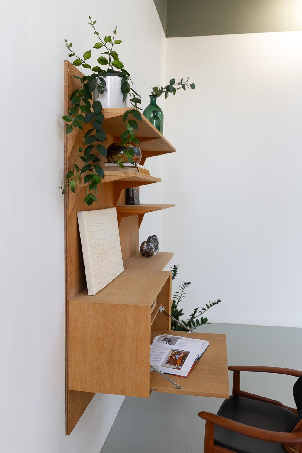 Parete attrezzata moderna danese a 2 vani in Oak di Poul Cadovius per Cado 1960. in vendita 4