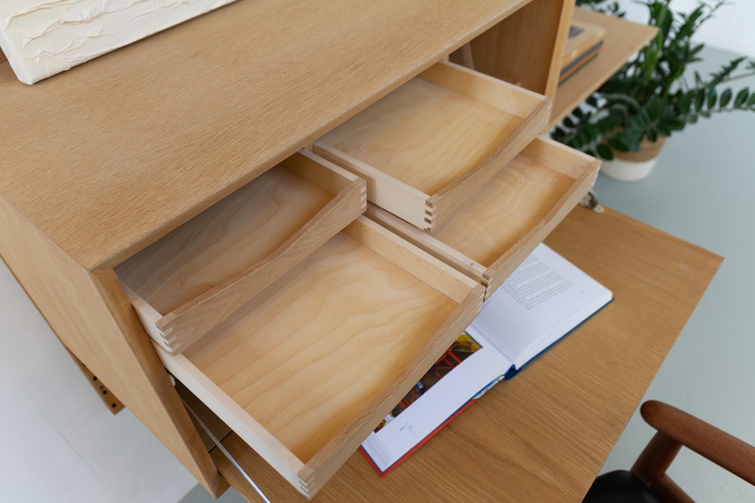 Parete attrezzata moderna danese a 2 vani in Oak di Poul Cadovius per Cado 1960. in vendita 9